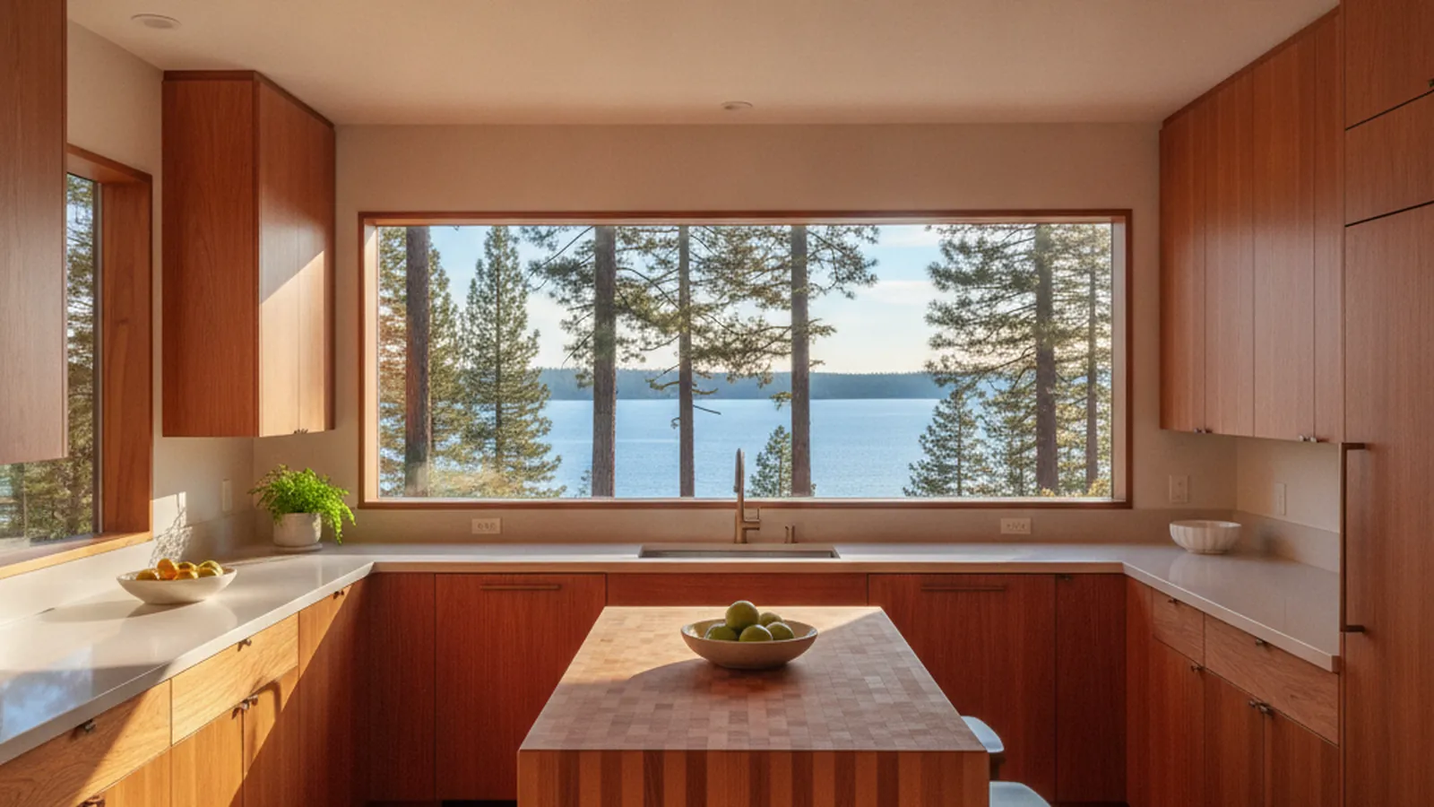 Renovated kitchen in a Crystal Bay home above the north shore of Lake Tahoe
