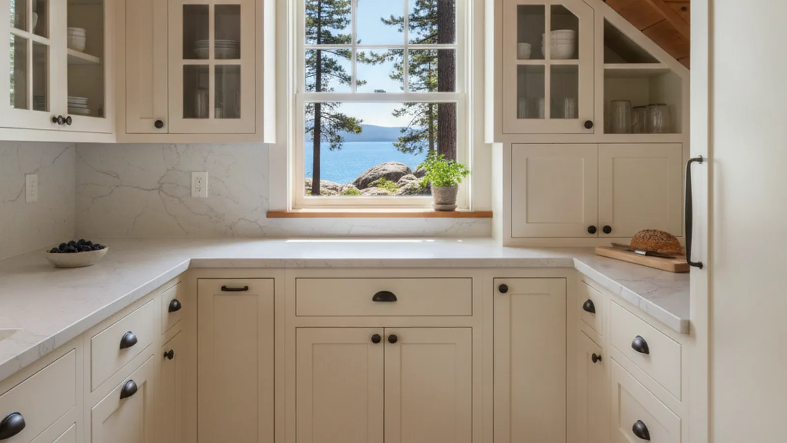 Lake Tahoe shoreline at bright clear morning