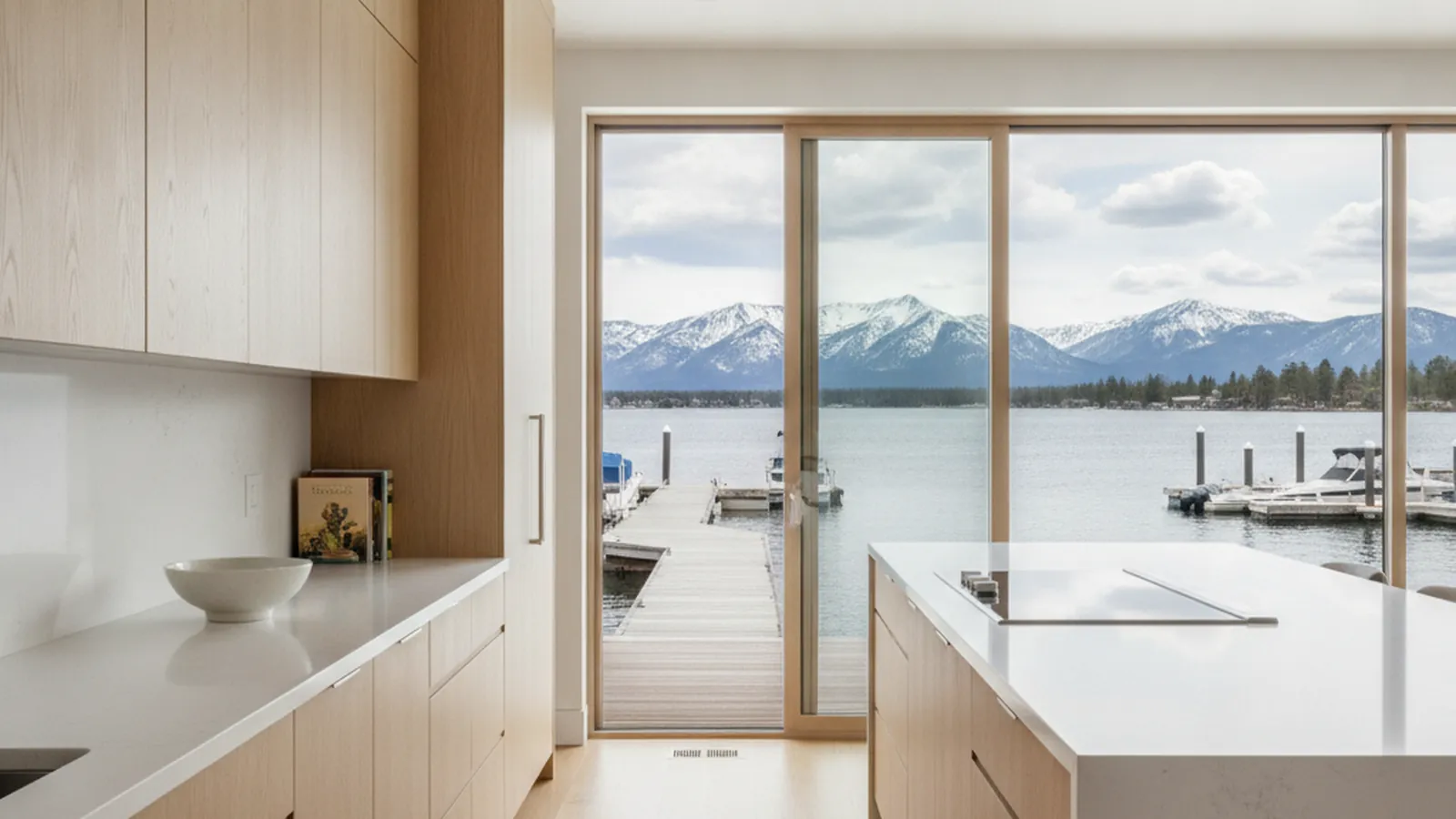 Custom kitchen cabinetry concept for a Tahoe Keys canal-front home by PineWood Cabinets