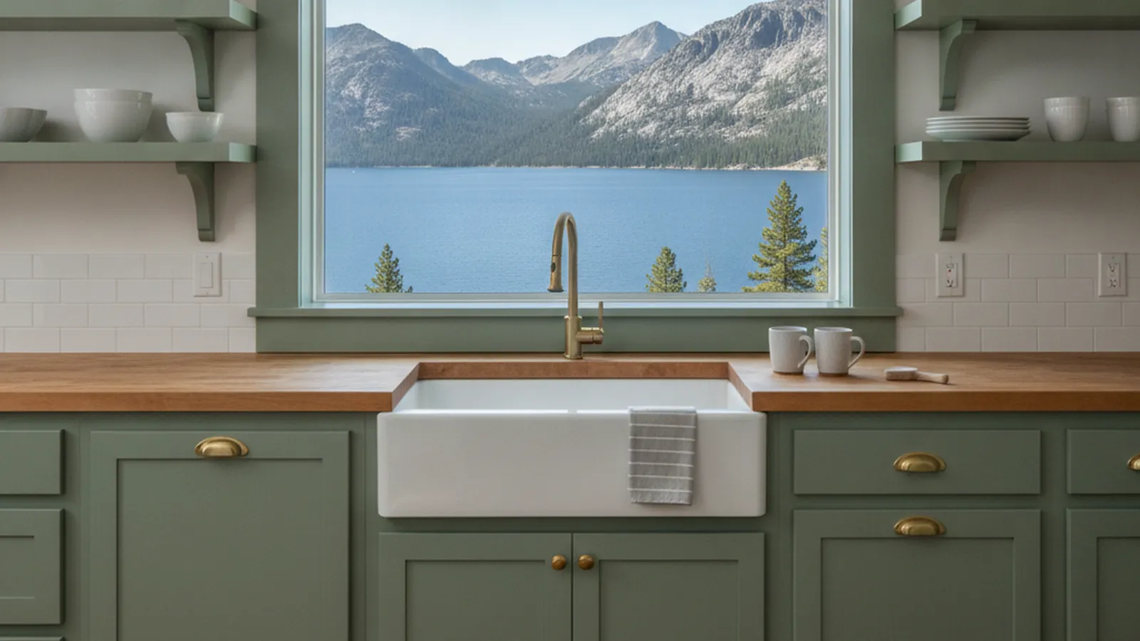 Lake Tahoe shoreline at bright clear morning