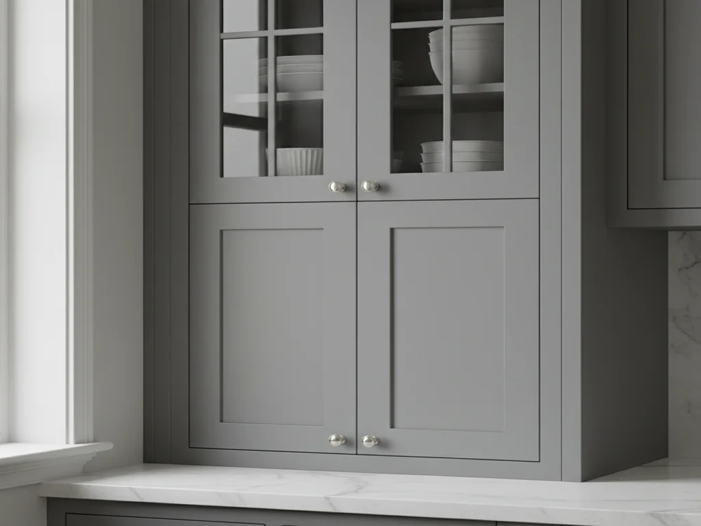 Detail of inset cabinet doors with a visible face frame in a luxury kitchen