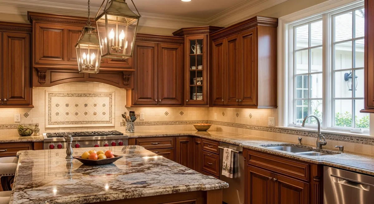 Wide-plank hardwood flooring in a custom Roseville-area kitchen