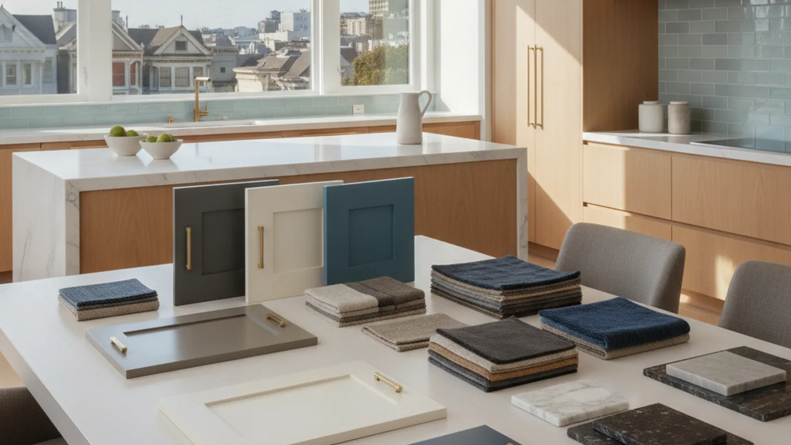 Design concept for inset painted cabinetry and paneling in a San Francisco Edwardian flat